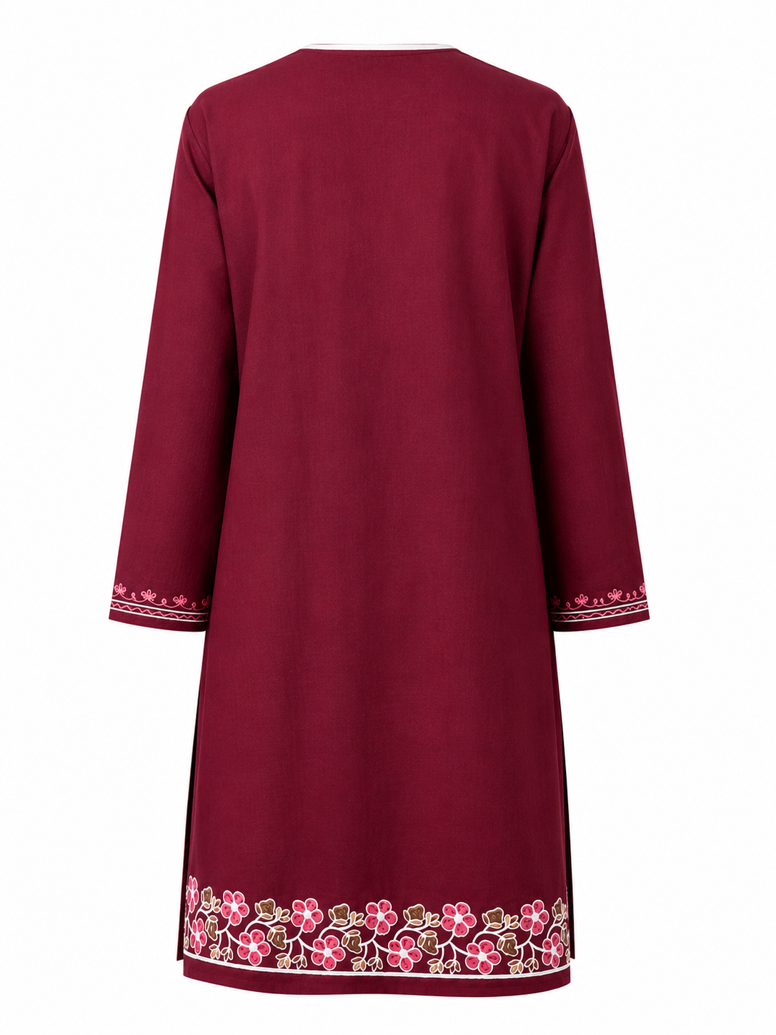 Noor : Aari embroidery summer kurti | Dark Red
